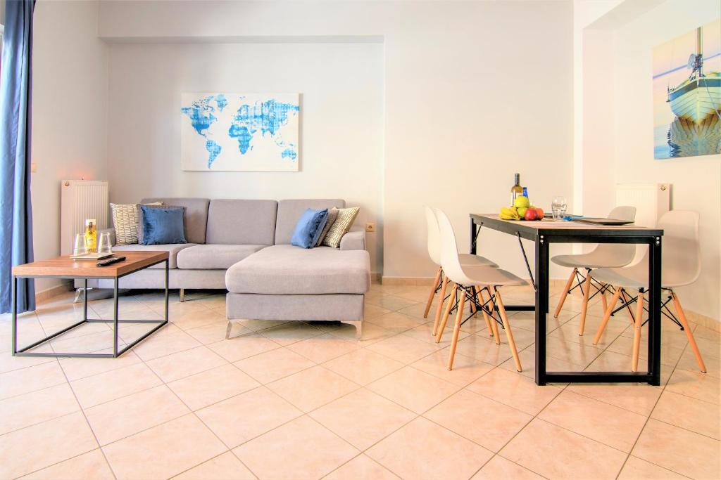 Χώρος καθιστικού στο Chania Central Flat