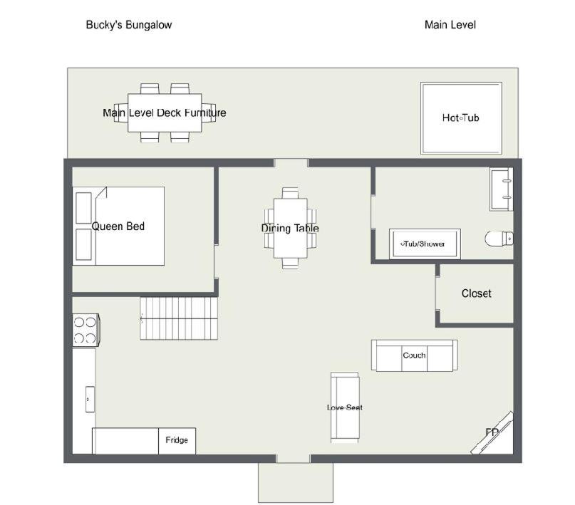 a floor plan of a building at Bucky's Bungalow, Free Attraction Tickets, Hot Tub, WIFI!!! in Gatlinburg