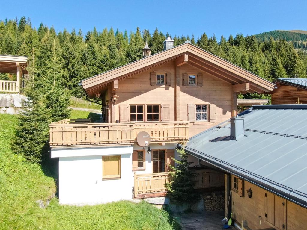 an aerial view of a house with a deck at Chalet Königsleiten 168 in Königsleiten