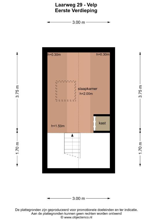 Půdorys ubytování B&B Larenstein logeren in een tiny house