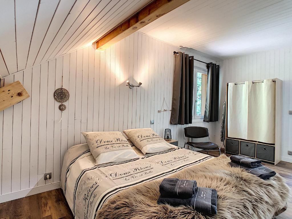 Postel nebo postele na pokoji v ubytování Mont Étape , F2, 42 m2, Calme, Vue Mt Blanc