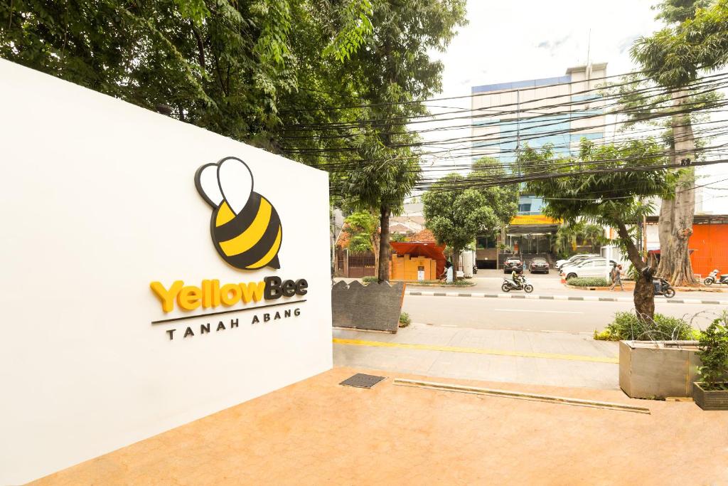 a sign that says yellow bee tamiami army at Yellow Bee Tanah Abang in Jakarta