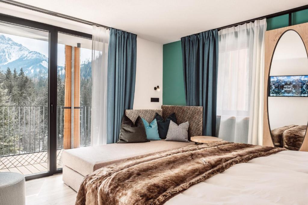 Postel nebo postele na pokoji v ubytování Turmchalet