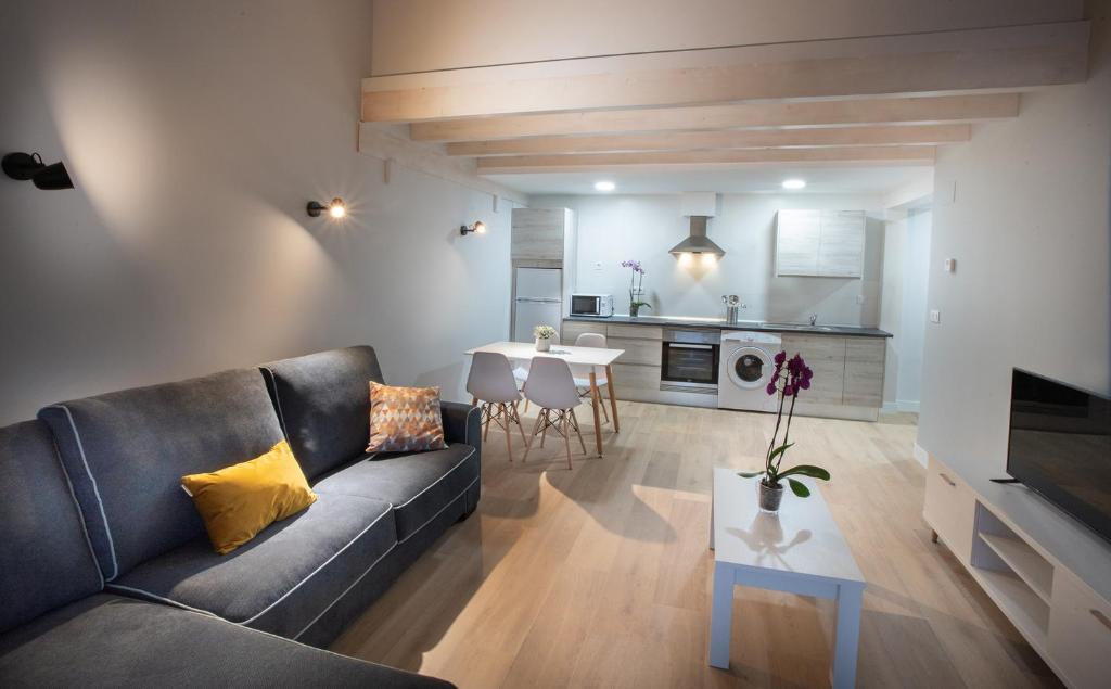 a living room with a couch and a table at Apartamentos Hondarmendi in Guernica y Luno