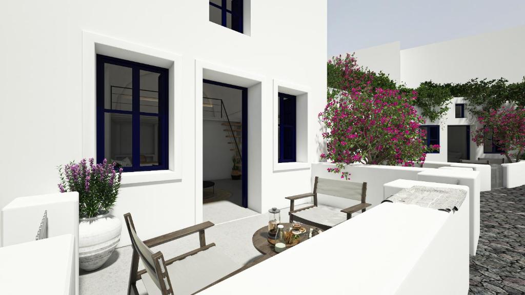 Posezení v ubytování Oia Memories Suites