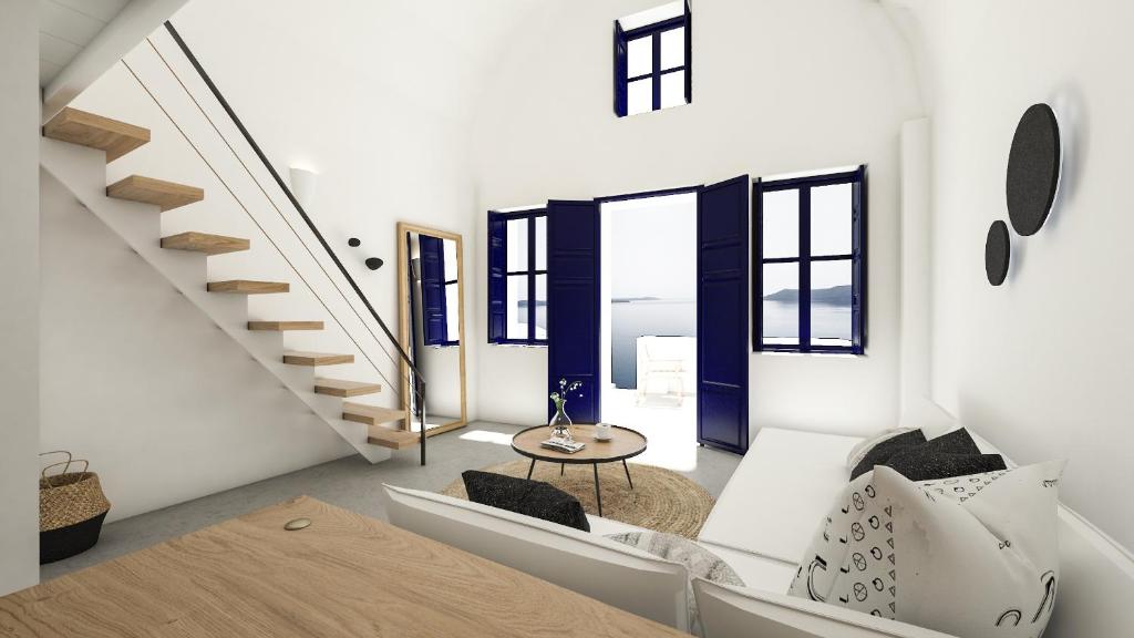 Posezení v ubytování Oia Memories Suites