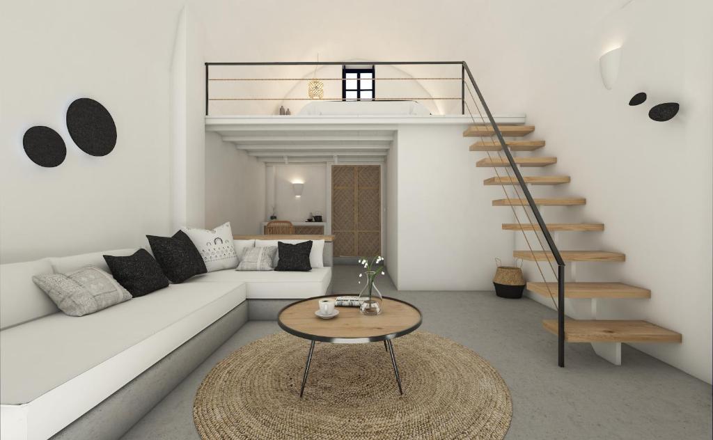 Posezení v ubytování Oia Memories Suites
