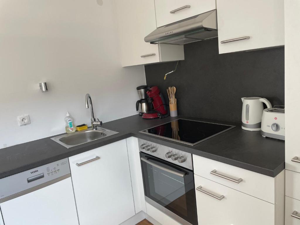 Kuchyň nebo kuchyňský kout v ubytování Skyloft Apartment Feldkirch