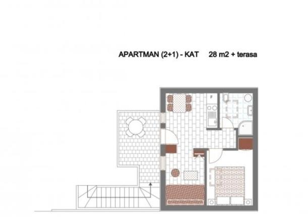 Plán poschodí v ubytovaní Apartment in Vinišce with Terrace, Air condition, WIFI (4756-2)