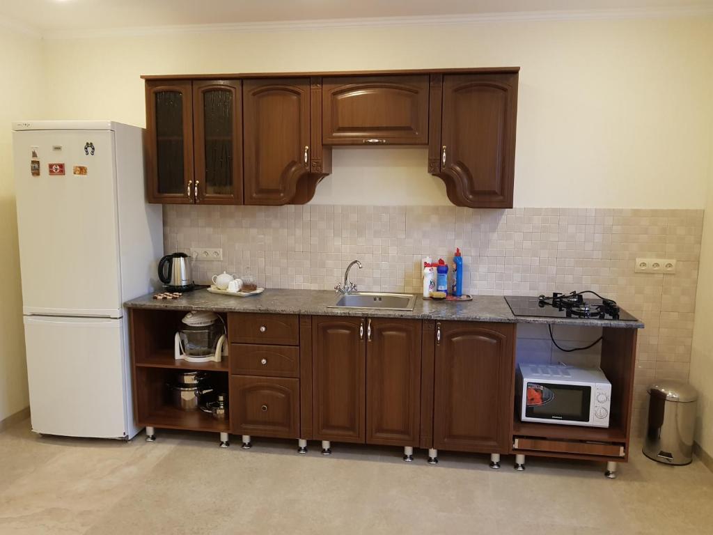 Кухня или мини-кухня в Домик из двух комнат + кухня столовая с удобствами, со своим двориком под ключ

