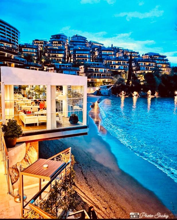 a view of a river with a city in the background at Sea View Villas in Duklei in Budva