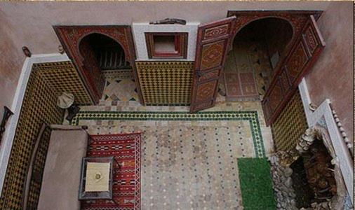 an overhead view of a room with a floor at Riad Tarik in Marrakesh