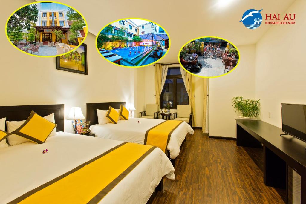 Postel nebo postele na pokoji v ubytování Hoi An Hai Au Boutique Hotel