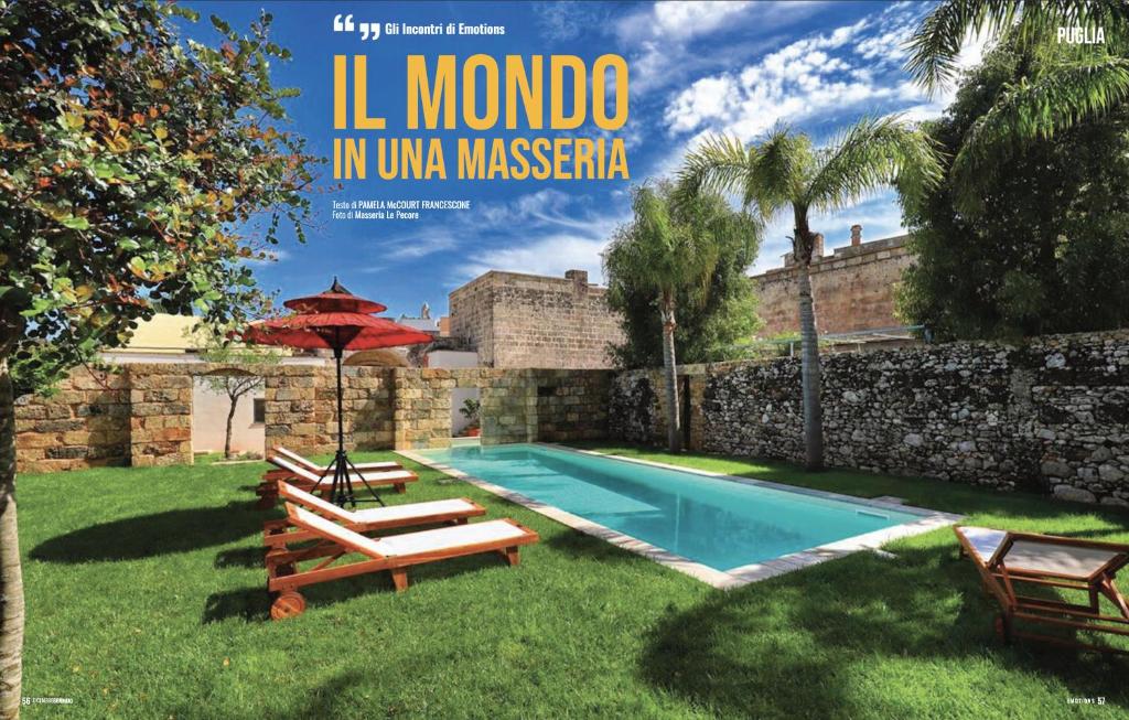 a magazine cover of a house with a swimming pool at Masseria delle Pecore in Specchia