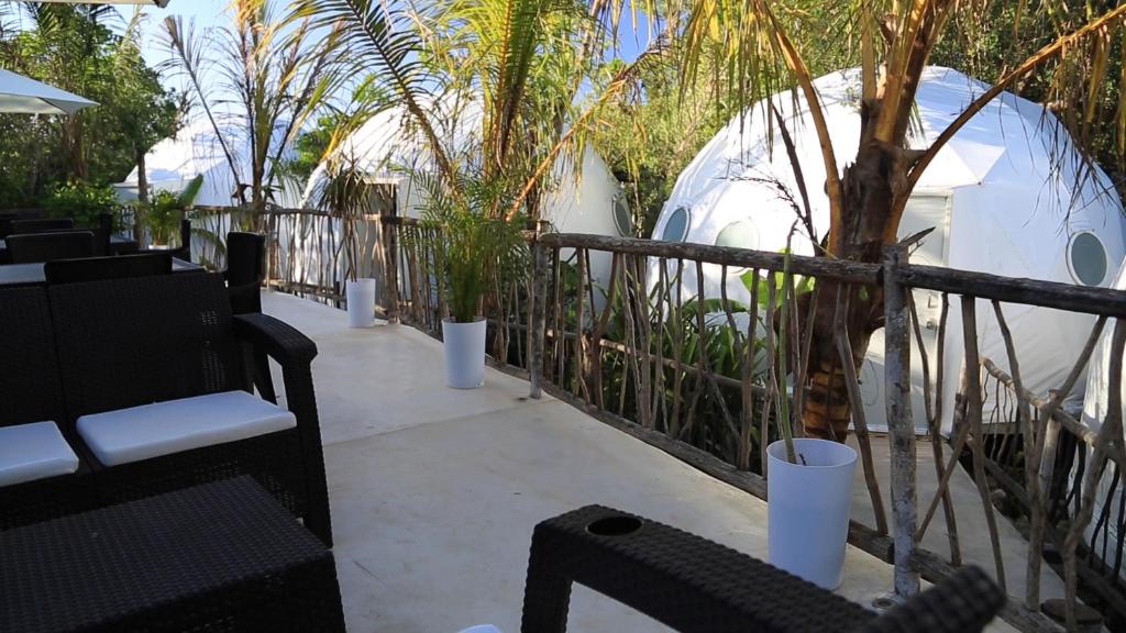 Balkón nebo terasa v ubytování Glamping Tulum with private mini pool