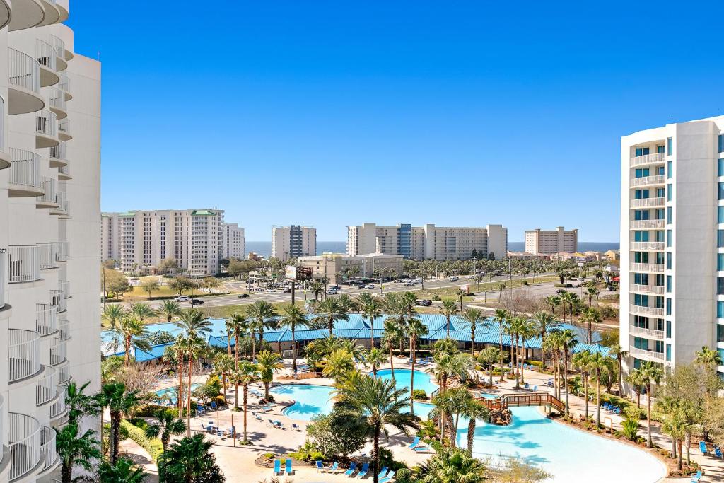 an aerial view of the pool at the resort at The Palms of Destin II in Destin