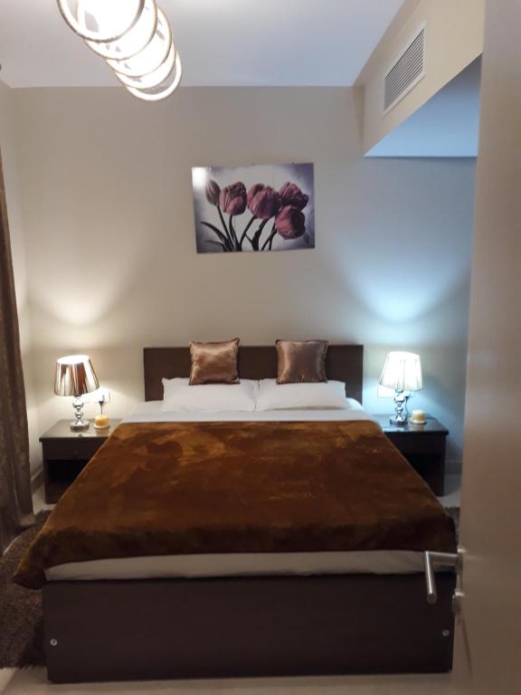 Ένα ή περισσότερα κρεβάτια σε δωμάτιο στο luxury apartment at Mangroovy El Gouna