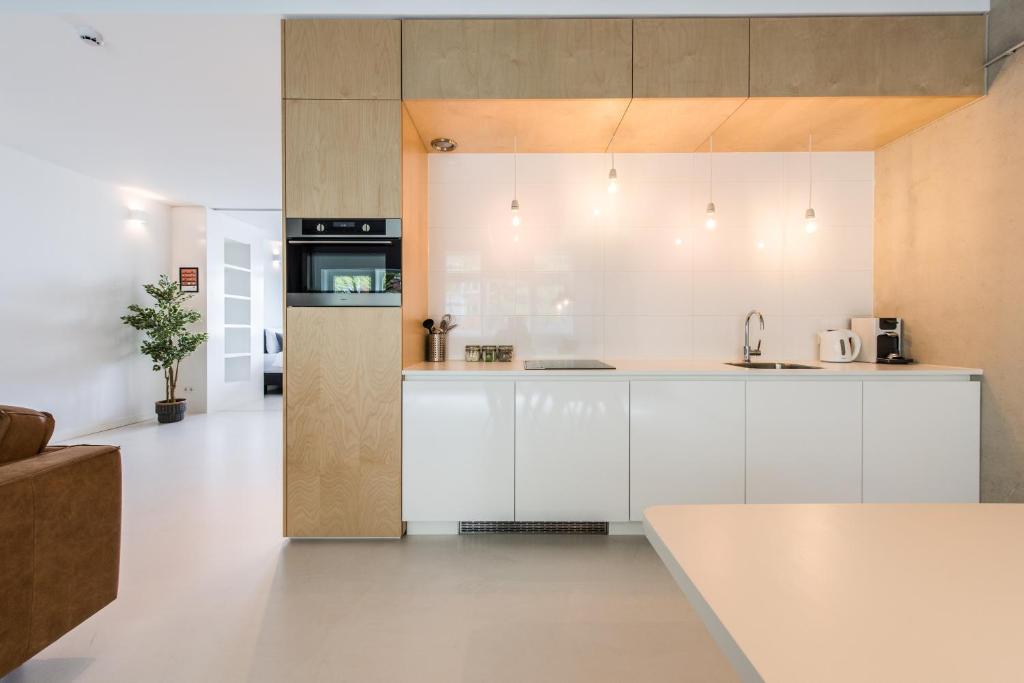 Kuchyň nebo kuchyňský kout v ubytování Houthavens Apartments