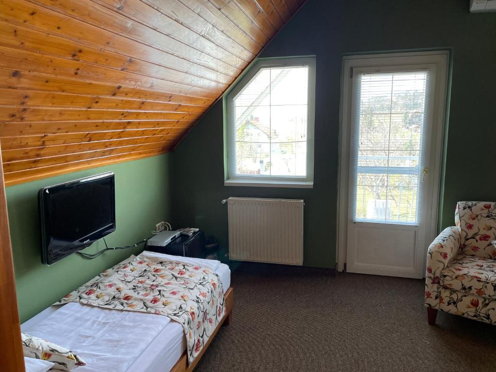 Televízia a/alebo spoločenská miestnosť v ubytovaní Villa Astoria