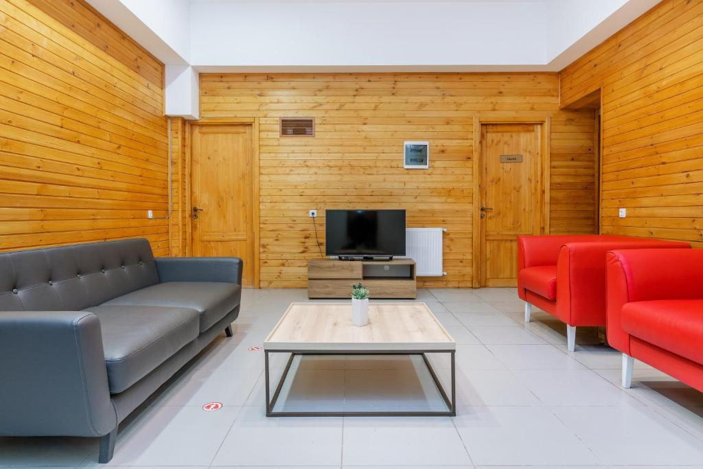 TV a/nebo společenská místnost v ubytování Kokhta Plaza Boutique Hotel