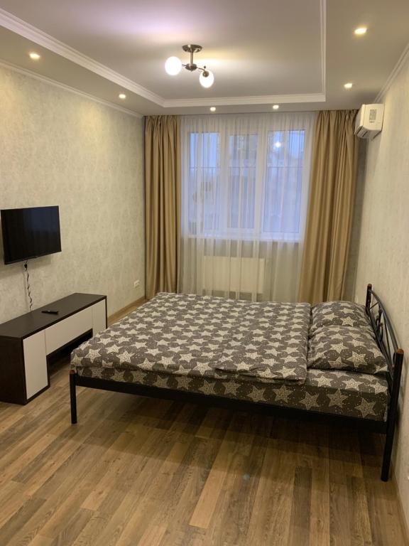 a bedroom with a bed and a television in it at 028 Апартаменты в ЖК "Софиевская Слободка" in Vyshneve