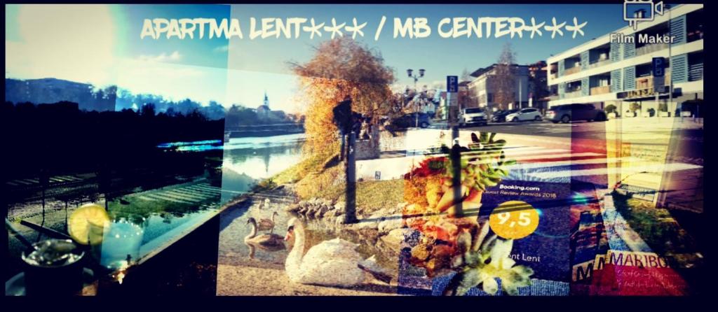 un collage de fotos de una ciudad y una calle en Apartment Lent, en Maribor