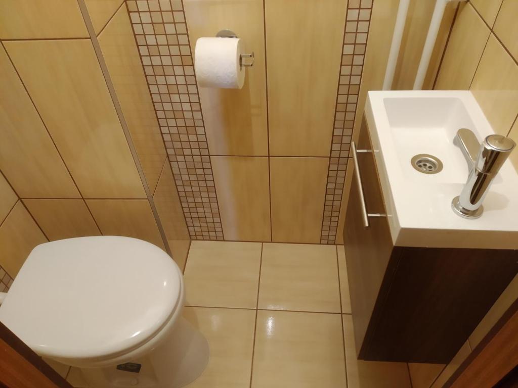 Kúpeľňa v ubytovaní Apartment Sinkó - FREE GARAGE PARKING, central, 2 bedrooms 4 single beds, flexi check-out