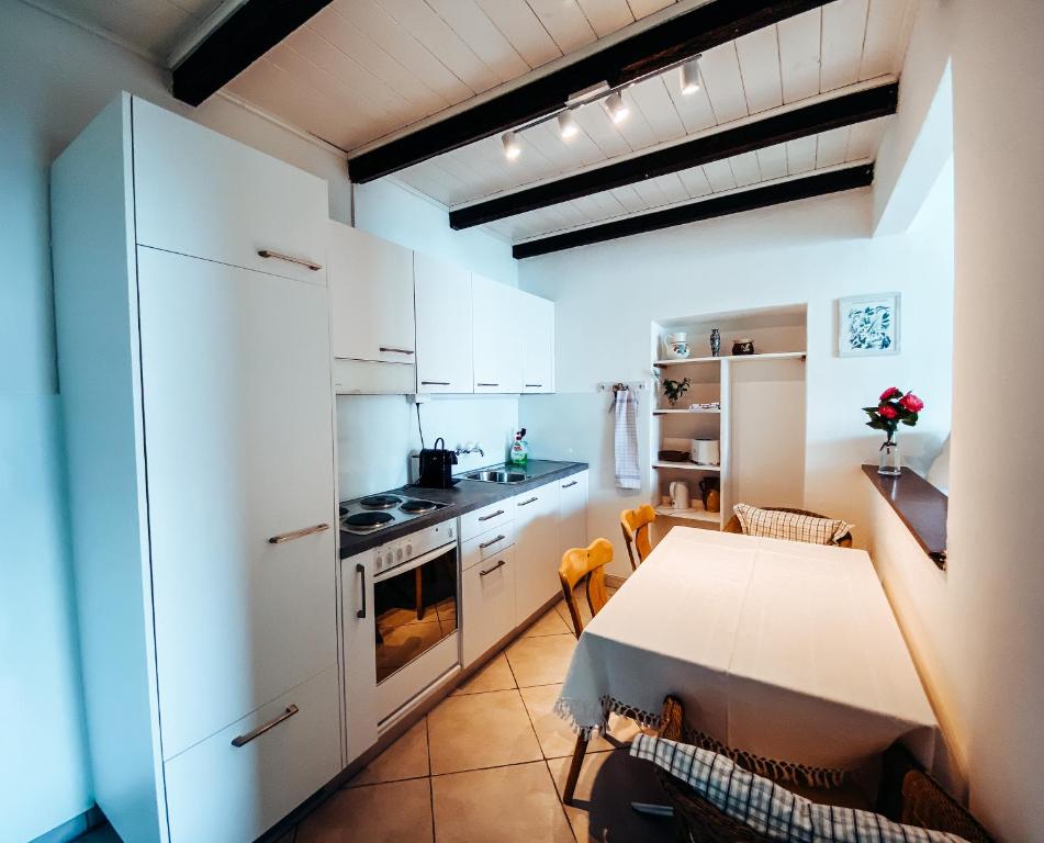 Kuchyň nebo kuchyňský kout v ubytování Apartments Posta al Lago