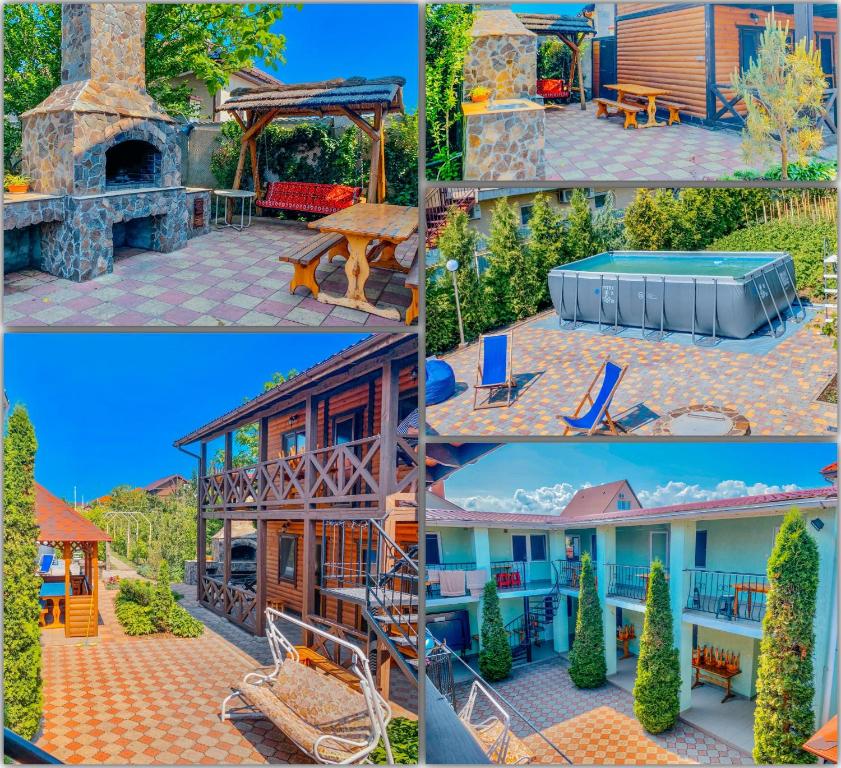 a collage of four pictures of a house at Хутірська 48 in Sanzhiyka