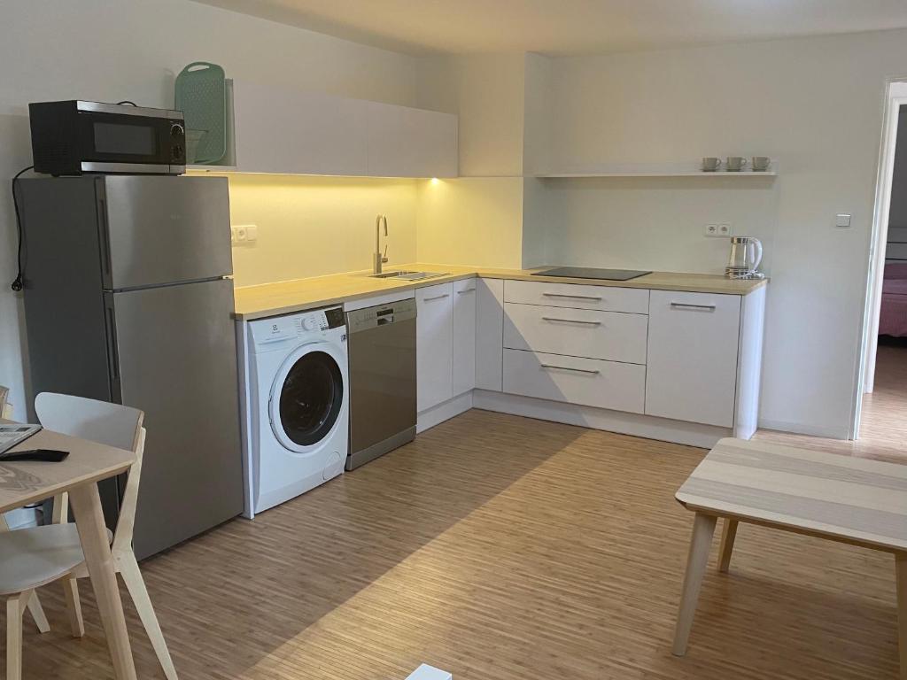 Kuchyň nebo kuchyňský kout v ubytování Red Travel Apartment