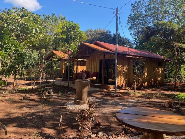 ein kleines Haus mit einem Tisch davor in der Unterkunft Finca Avellanas in Playa Avellana