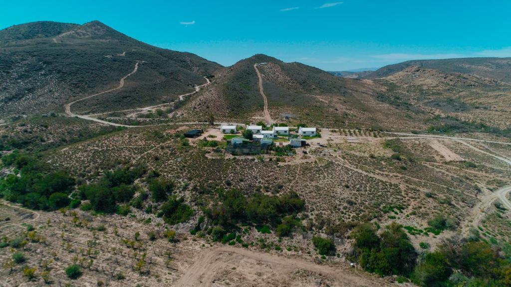 an aerial view of a house on a mountain at Sionshoop in Van Wyksdorp