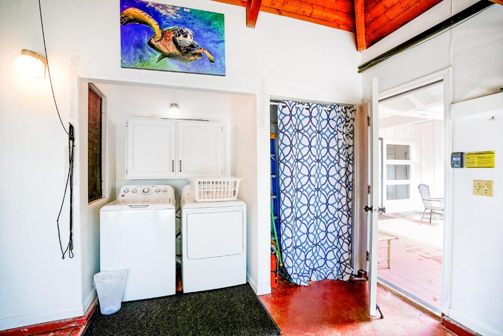 Kuchyň nebo kuchyňský kout v ubytování Sea Turtle Cottage