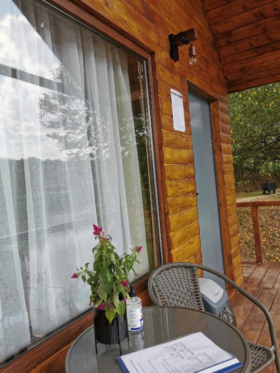 Balkón nebo terasa v ubytování Cabanute Premium de pescuit