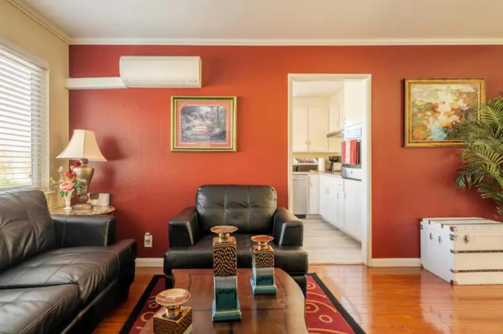 a living room with a couch and a table at Luxury stay near Santana Row for vacation/business in San Jose