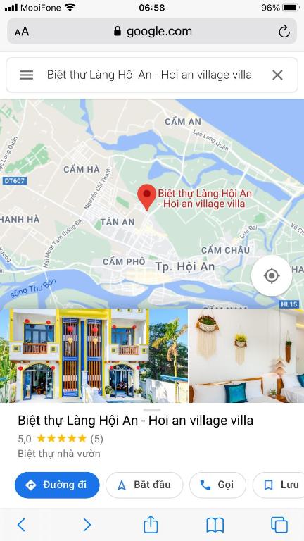 Certifikát, hodnocení, plakát nebo jiný dokument vystavený v ubytování Hoi An Village Villa