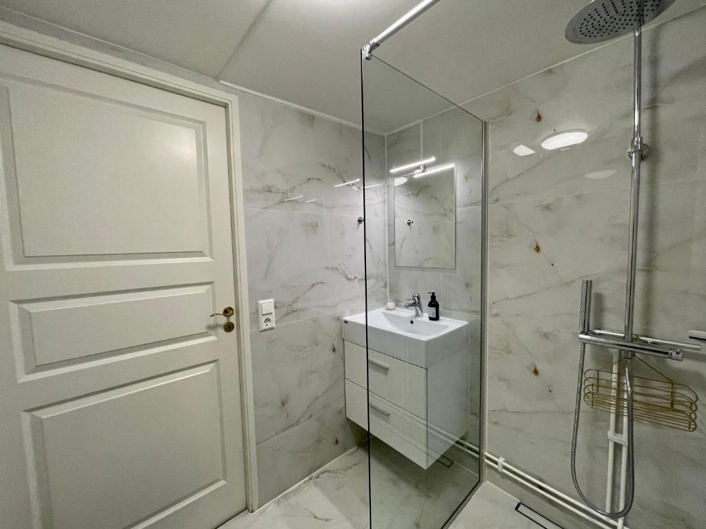 Koupelna v ubytování Vid Gekås Ullared Boende B&B