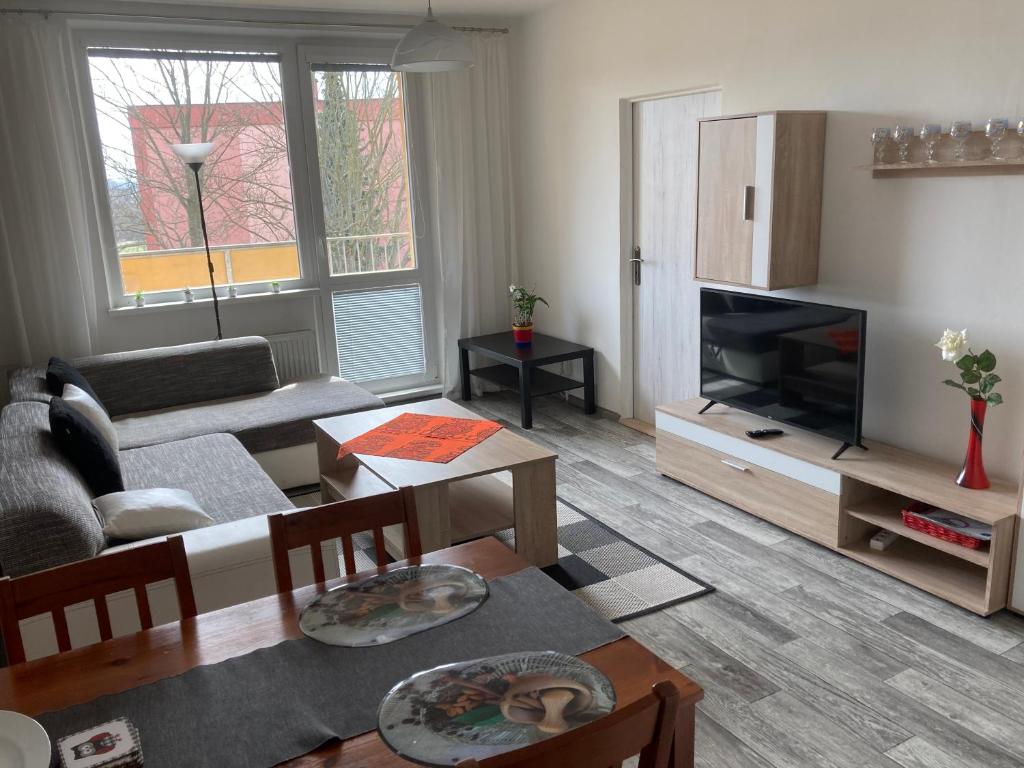 Posezení v ubytování Apartmán ve Velkých Losinách