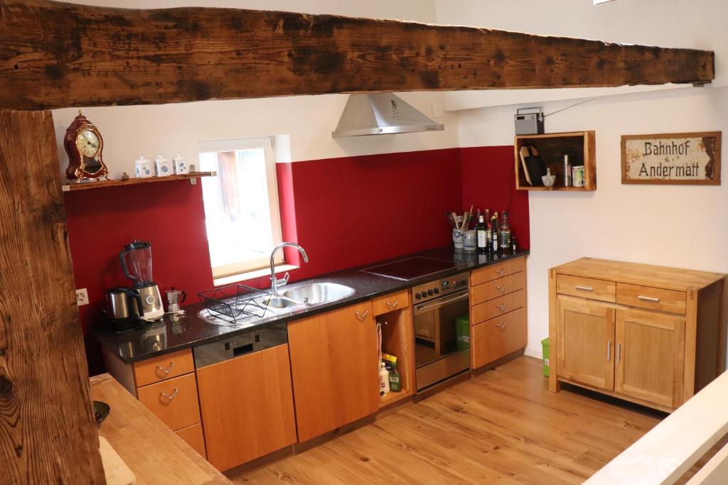 Köök või kööginurk majutusasutuses Ferienwohnung Unterdorf