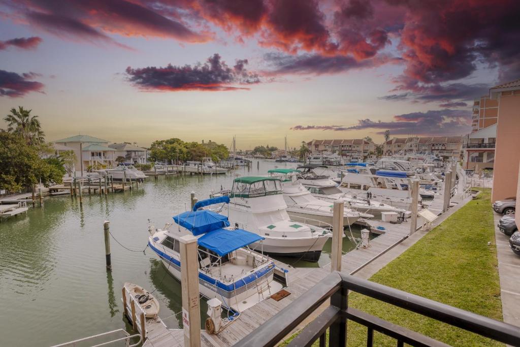 a group of boats docked at a marina at Madeira Bay Heated Pool 204 Star5Vacations in St Pete Beach
