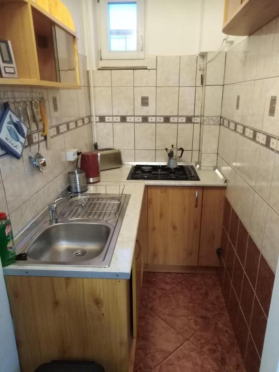 Kuchyň nebo kuchyňský kout v ubytování Arinza Apartman Vendégház