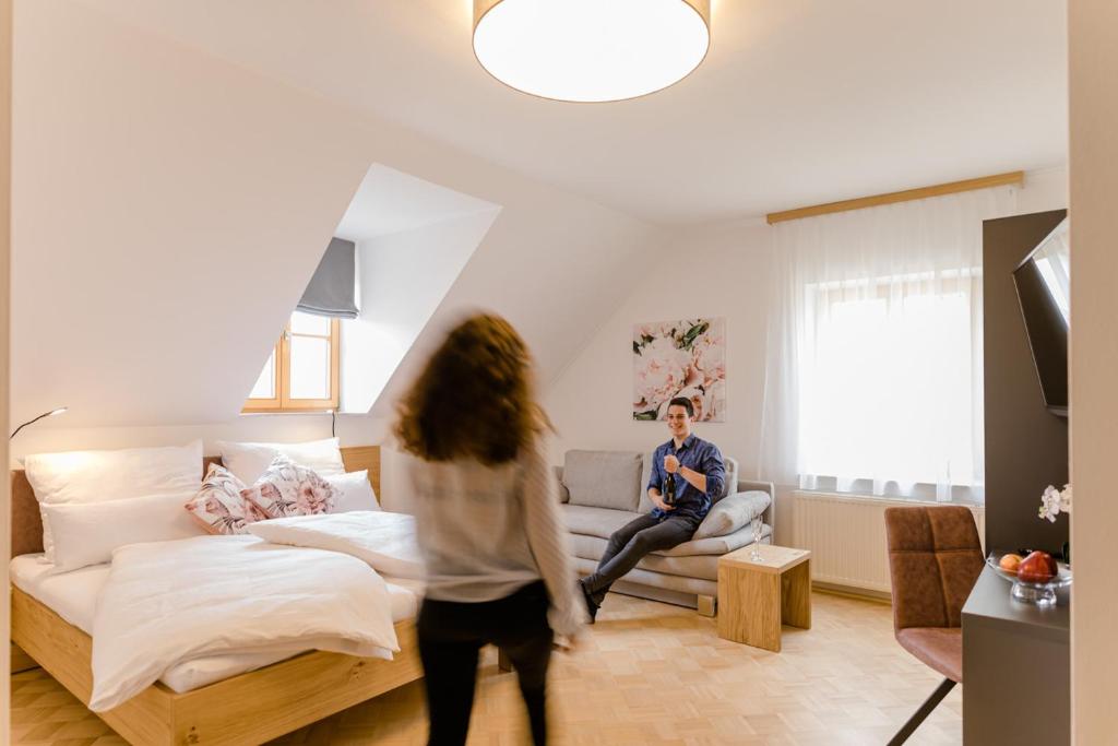 Postel nebo postele na pokoji v ubytování Gästezimmer Das Hambammer