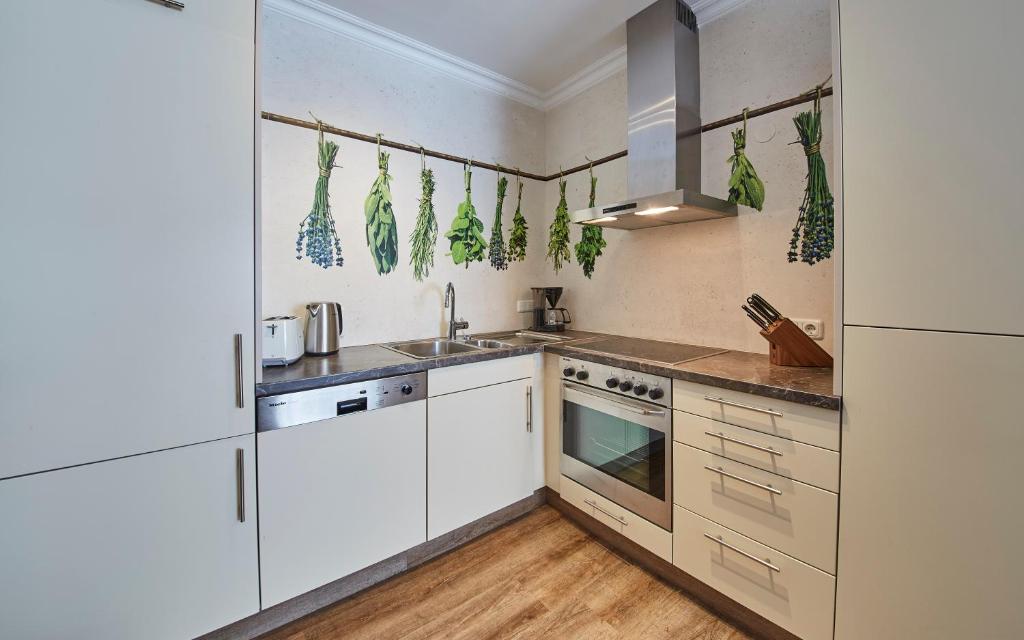 Kuchyňa alebo kuchynka v ubytovaní Hüttl Relax Appartements
