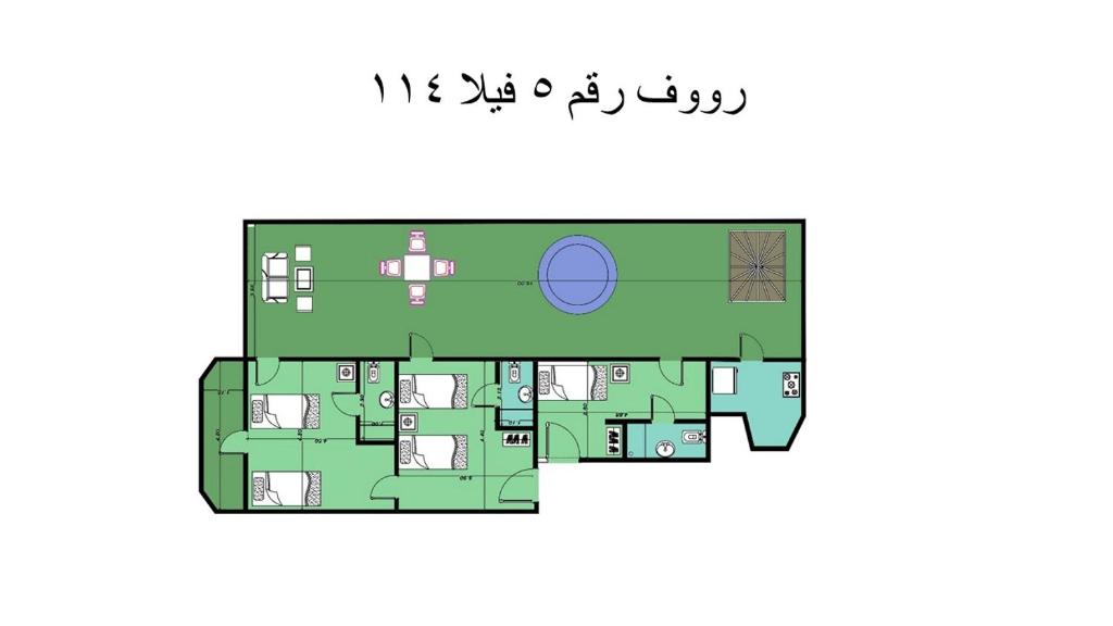 un plan d'étage d'une maison dans l'établissement Roof 5 OR 6 3 Bedrooms sea view 114Green Beach, à El Alamein