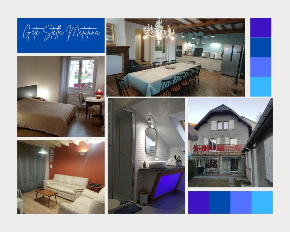 uma colagem de diferentes imagens de uma casa em Grand gîte - Stella Matutina em Barèges
