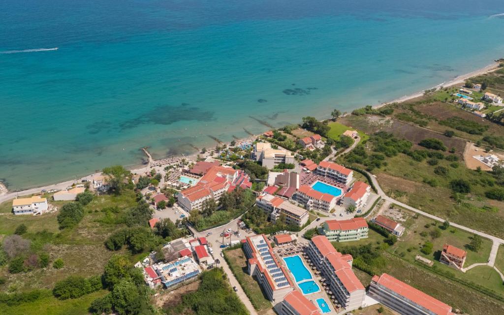an aerial view of a resort next to the ocean at Angela Beach Hotel & Apts in Roda