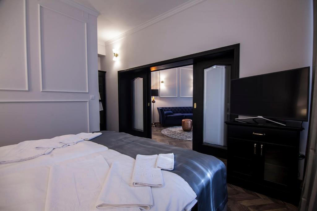 Cama o camas de una habitación en Hotel Balkan Centar