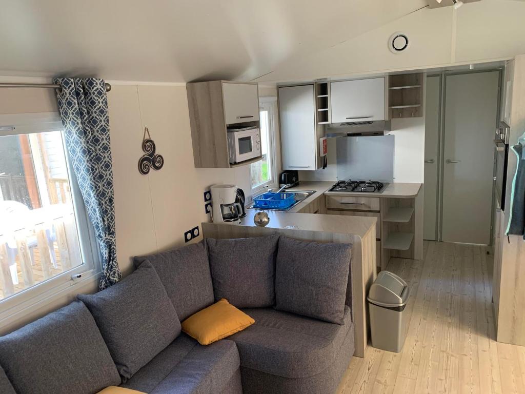Kuchyň nebo kuchyňský kout v ubytování Mobilhomes Quiberon Camping Conguel - Bord de Mer