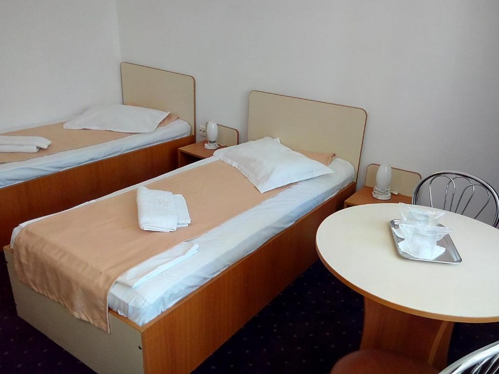 Postel nebo postele na pokoji v ubytování Hotel Lebăda