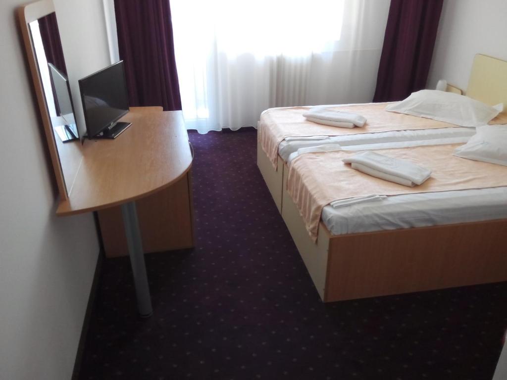 Postel nebo postele na pokoji v ubytování Hotel Lebăda